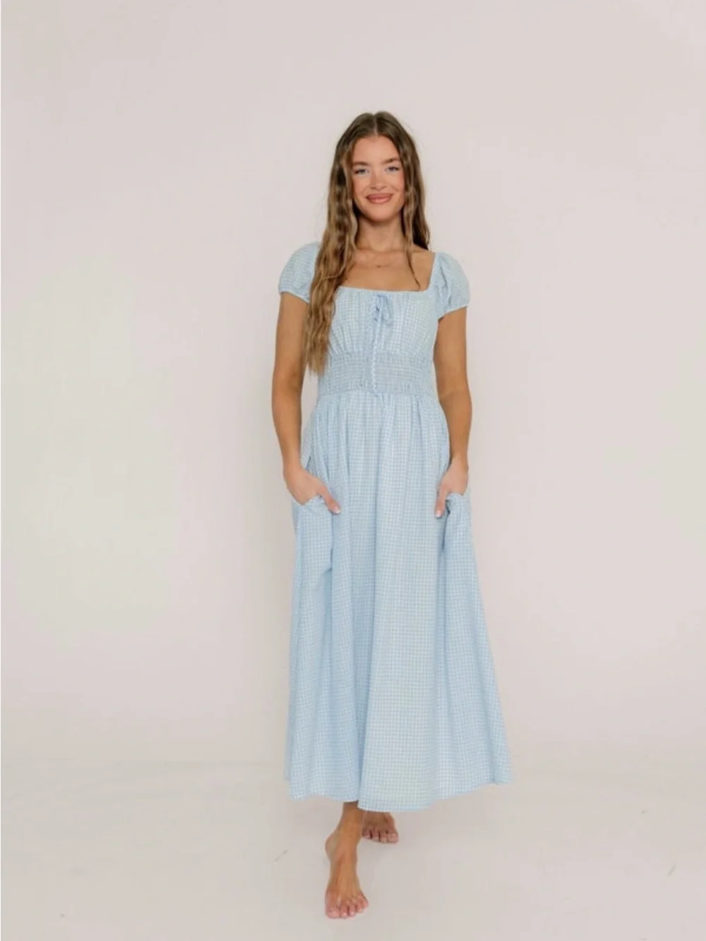 Corey-❗️worth collective❗️ smocked bump friendly cottage core gingham dress - Picture 2 of 6